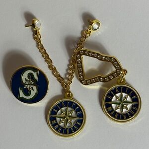 3 Seattle Mariners Logo Chain Hat Pin New Era Pins Fitted Hats Hatpin Gold Blue